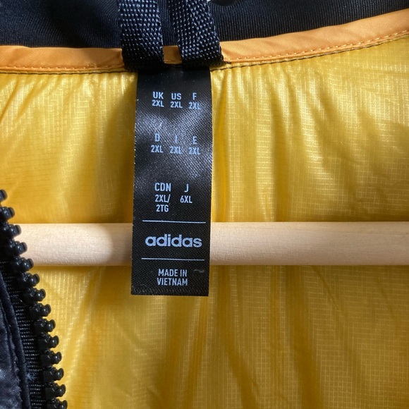 New! Adidas Originals Terrex Techrock Down Hooded Jacket Mens M 2XL Yellow Black - Picture 5 of 8